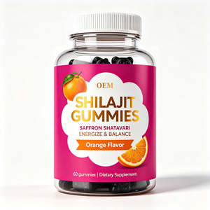Gomitas de Shilajit con Logotipo Privado Personalizado, 60 Gomitas con Azafrán, Shatavari y Sabor a Naranja para Adultos, Favorecen la Energía y el Equilibrio - Product Image 1