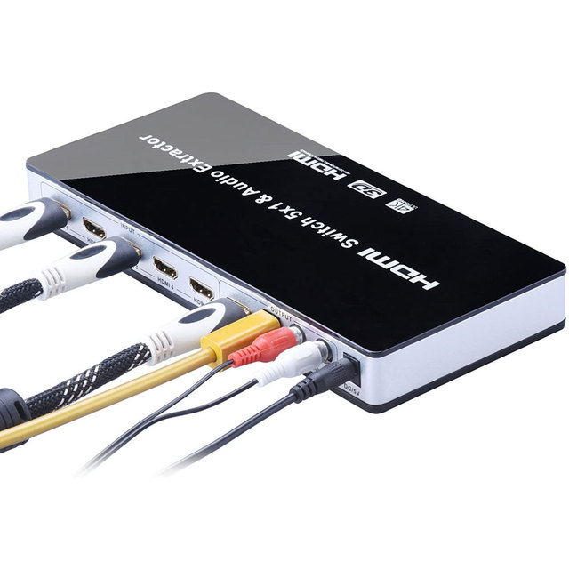 Hdmi Switch Remote Controller 5 Ports with Audio Extractor Support RCA L/R 5.1CH/7.1CH