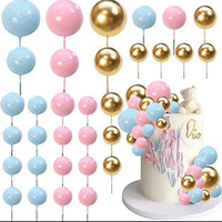 Boules en mousse en gros 3,5 cm Boules dorées argentées Décoration de gâteau Joyeux anniversaire Décoration de gâteau de mariage Fournitures de décoration de fête de bébé