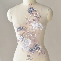 Appliques en dentelle colorées pour robes, accessoires de mode, appliques florales 3D à coudre sur tissus vestimentaires, patchs d'appliqué de style chinois