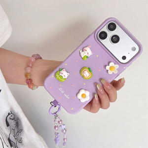 เคสโทรศัพท์หนังลายดอกไม้ลายจุดหรูหราสำหรับ iPhone 18 17 16 15 14 13 12 11Pro Max พร้อมสายคล้องมุก - Product Image 5