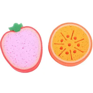 고품질 다채로운 부드러운 과일 모양의 아기 목욕 스폰지 청소 스폰지 주방 Dishwashing 스폰지