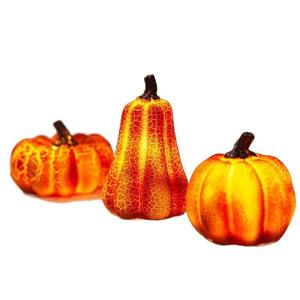 Decoraciones de Calabazas Brillantes con Pilas, de Plástico, para Halloween, Decoración de Mesa para Fiestas en Interiores, Calabazas con Textura Agrietada Naranja - Product Image 2
