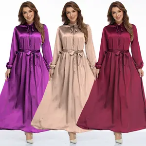 Frauen Muslim Modest Brautkleid Langarm Maxi kleid Islamische Abaya Länge Arabische Abend party Gebet Lässige Anlässe