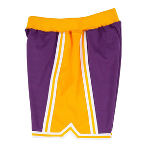 Pantalones Cortos de Baloncesto Amarillos y Morados para Hombre, Cintura Elástica, Franja Lateral, Transpirables, para Uso en Exteriores, con Espacio para tu Logotipo en la Pierna Derecha - Product Image 5