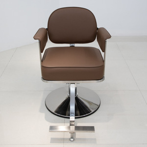 Silla <span class=keywords><strong>de</strong></span> Estilismo Minimalista con Bordes Redondeados, Estructura Cuadrada con Acabado Cepillado, Silla Hidráulica Giratoria 360° para Corte <span class=keywords><strong>de</strong></span> Cabello con Pedal Individual - Product Image 3