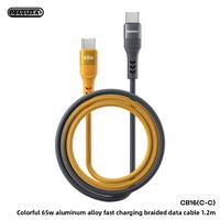 Kabel Data Braided Tipe-C ke Tipe-C 65W Daya Tinggi Pengisian Cepat dengan Fungsi Ganda untuk Pengisian Daya Ponsel Inti Tembaga Murni 1.2m