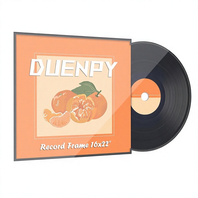 DUENPY Engineered Wood Vinyl Record Display Frame 16x22 Inches Modern Matte Finish Wall Mount White