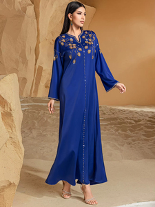 Gaun Pesta Panjang Desain Sederhana Romantis Warna Biru Alami Berlian Buatan Tangan dari Arab Saudi, Abaya Mewah Sederhana Sharut 2025 - Product Image 4
