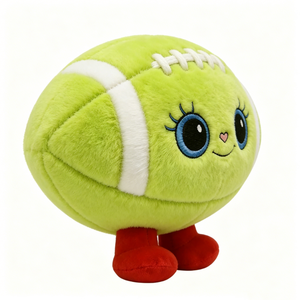 Peluche personnalisée mignonne en forme de ballon de rugby, verte, rembourrée en coton PP, animal en peluche de dessin animé en forme de ballon de football pour Halloween, pour les 0-24 ans - Product Image 1