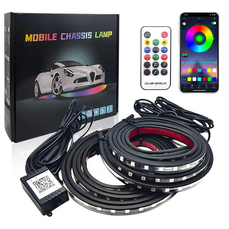 Liwiny App Télécommande Vocale Voiture Led Châssis Bande Flexible Rgb Underbody Glow Car Atmosphere Light Under Auto Ambient Light