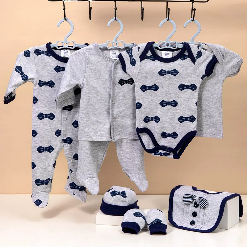 Kualitas Tinggi Multi Desain Cotton Combed 8PCS Set Bayi Baru Lahir Body Suit Bayi Baju Monyet Set