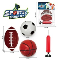 Ensemble de ballons de sport pour enfants, mini ballons de basket-ball, de football et de rugby avec pompe de gonflage, jouet d'entraînement sportif portable pour tout-petits, intérieur et extérieur