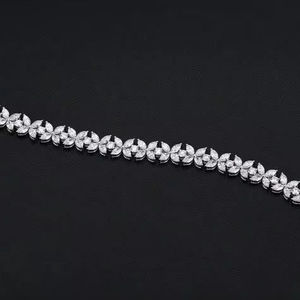 Moissanite Marquise Cut Floral Butterfly Tennis Bracelet 925 Sterling Silver Plated Trendy Sparkle Jewelry Anniversary - Product Image 2