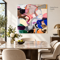Peinture à l'huile abstraite de luxe, art mural, décoration intérieure, peinture sur toile peinte à la main, moderne, magenta, violet