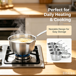 Ensemble de casseroles en acier inoxydable de qualité supérieure, compatible induction, avec bec verseur, couvercle en verre, <span class=keywords><strong>passoire</strong></span>, distribution de chaleur, écologique, compatible four et lave-vaisselle - Product Image 2