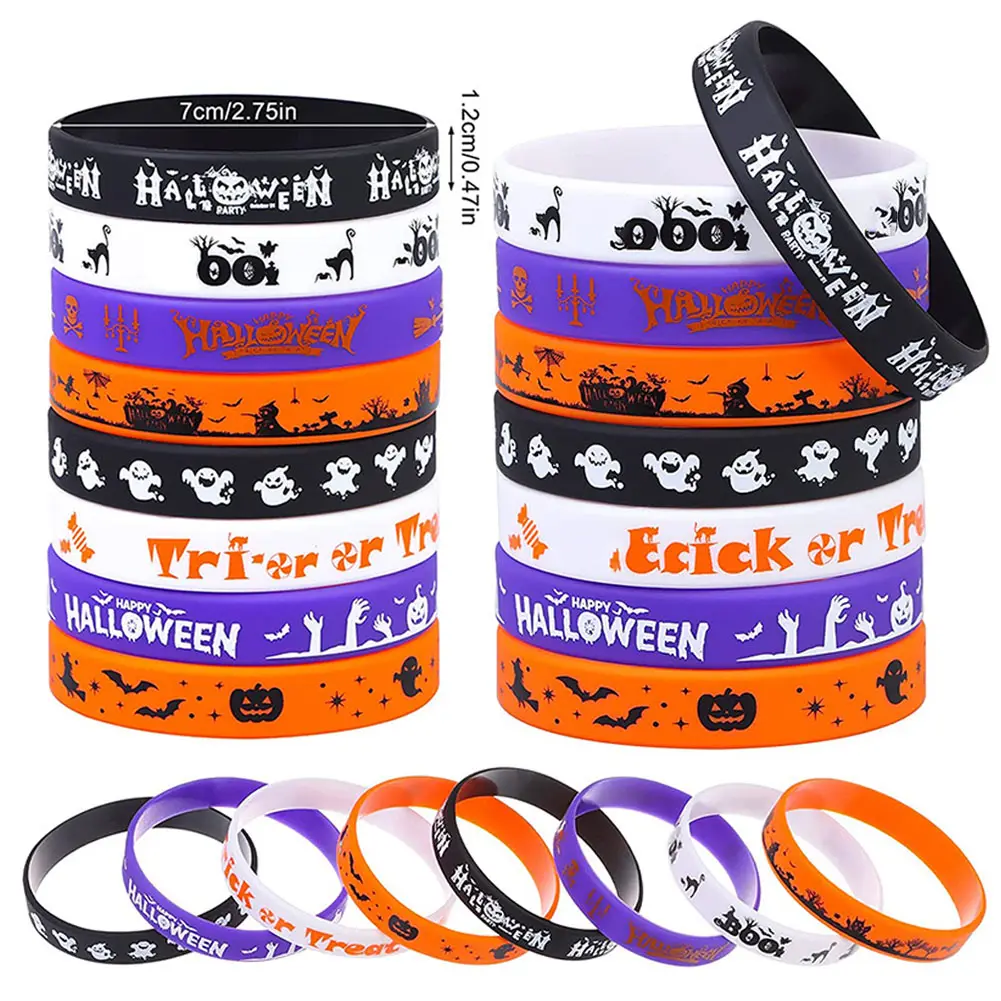 Halloween Silicone Wristband With Logo Custom Printing Rubber Bracelets Silicone Wristband Wrist Band Embossed Wristband