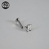 Piercing de titanio F136 G23 con textura, sin rosca, tipo push-pin, parte trasera plana, para oreja, labio, nariz, joyería de moda, regalo para bodas y fiestas