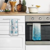Serviette en microfibre de haute qualité à imprimé animaux marins, réutilisable, pour la cuisine, usage commercial et domestique