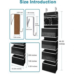 5-Shelf Door Hanging Organizer Wall Mount Storage for Wardrobe Bedroom Doors 4 Large Pockets 2 PVC Pockets Foldable Minimalist - Product Image 2