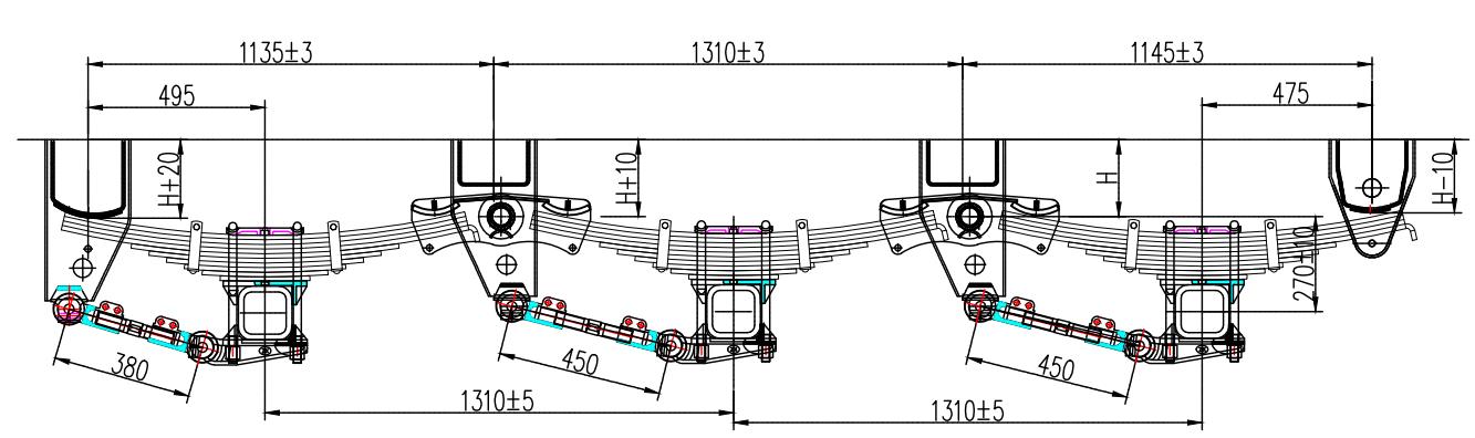 Light Duty 1360mm Wheelbase Suspension System for Trailers Trailer