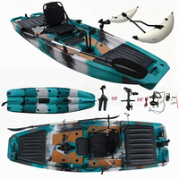 Kayak de pêche en mer monoplace 10,5 pieds, monobloc, avec pédalier et moteur électrique, en PEHD, certifié CE, écologique et léger, vente en gros