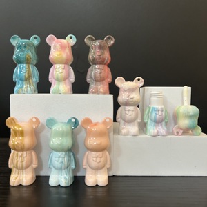 ISMAN Tubes de brillant à lèvres miniatures 2 ml en forme d'ours de dessin animé, emballages mignons vides pour brillant à lèvres avec porte-clés pour enfants, flacon de brillant à lèvres personnalisable avec logo - Product Image 1