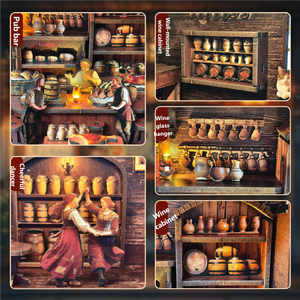 طقم بناء مصغر للحانة - مبنى مصغر بأسلوب العصور الوسطى مع تصميم داخلي مفصل - Product Image 6