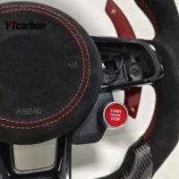 Volant de course YTcarbon pour Golf MK7 GTI GTD GTE R-line, style R8, avec palettes de changement de vitesse en fibre de carbone véritable et LED personnalisées