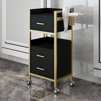 Chariot de coiffure mobile de haute qualité, chariot de beauté portable, chariot de salon blanc et or