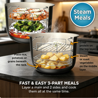 7.5L 9-In-1 Multifungsi Electric Multi Cooker Dengan TenderCrisp Dual Lid Pressure Air Fry Cooker Peralatan Dapur