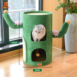 Arbre à <span class=keywords><strong>chat</strong></span> universel quatre saisons moderne en bois avec nid, griffoir et petite housse en feutre, idéal pour les familles multi-chats, design capsule spatiale - Product Image 6