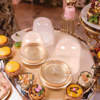Boîte à cupcake individuelle dorée de 4 pouces avec couvercle transparent en plastique pour mousse, gâteaux, desserts, mariages, fêtes, anniversaires, utilisation alimentaire