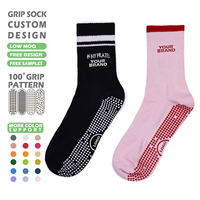 Chaussettes de Pilates antidérapantes de qualité pour femmes, en coton tricoté, chaussettes de sport et de yoga avec grip, logo personnalisé, chaussettes de yoga et de Pilates avec grip