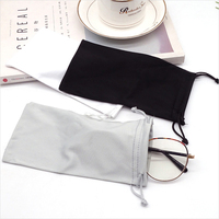 Sac à lunettes en microfibre noir, blanc et gris, doux, avec cordon de serrage, personnalisable avec logo, pour la vente en gros