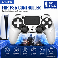 Manette de jeu sans fil YZC-036 BT pour PS5, avec batterie 1000 mAh, joystick P5, audio, double vibration moteur et capteur de mouvement 6 axes
