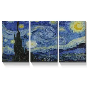 Vincent Van Gogh sanat üreme Giclee tuval baskılar 3 Panel yağlıboya duvar sanat boyama duvar sanat set için oturma odası dekor