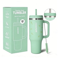 Gobelet isotherme Everich Flip Straw 40oz Adventure en acier inoxydable, gobelet de luxe réutilisable pour bière avec poignée et couvercle verrouillable
