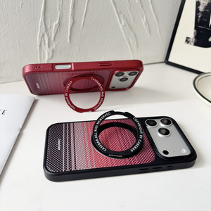 เคสโทรศัพท์กันกระแทก ดีไซน์สีพระอาทิตย์ตก พร้อมขาตั้งแม่เหล็ก 360 องศา ฝาครอบคาร์บอนไฟเบอร์ สำหรับ iPhone 16 17 Pro Max - Product Image 4