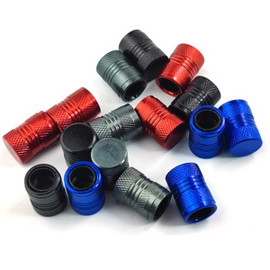 Capuchon de valve en alliage d'aluminium pour pneus de voiture, style américain, à visser, bleu, noir, rouge, gris - Product Image 1