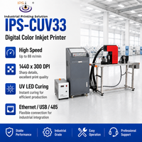 Impresora de Inyección de Tinta UV IPS-CUV33 PIJ, Máquina de Impresión Industrial a Color de Accionamiento Eléctrico con Sistema de Presión Negativa para Plástico