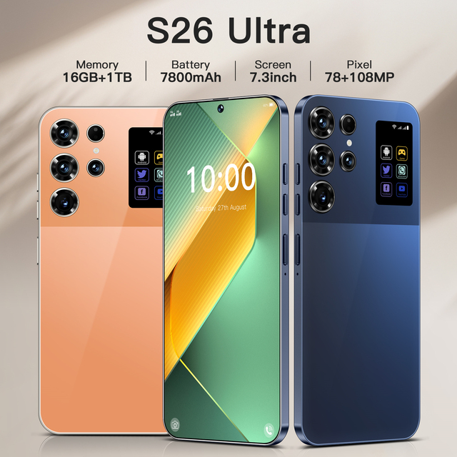 HighPerformance S26 Ultra 3G/4G/5G Smartphone Compatibility Dual SIM Dual Active 16GB RAM + 1TB ROM Mobile Phone