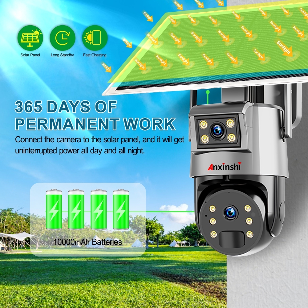 UBox 6pcs 18650 Batteries Solar PTZ4G Camera AI Human Tracking+PIR Human Detection Waterproof Indoor Outdoor Use Solar 4G Camera · image 6