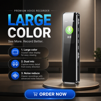Enregistreur vocal intelligent portable en métal WAV pour réunions et usage domestique, réduction de bruit HD, écran 1,47 pouces, 8 Go-64 Go, longue autonomie de la batterie