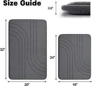 Tapis de bain ultra-absorbant à motif ondulé, écologique, en terre de diatomée, antidérapant puissant, séchage rapide, avec support en PVC - Product Image 2