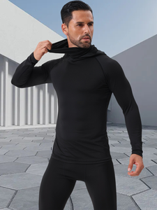 Áo câu cá may theo size Mỹ, in logo tùy chỉnh, chất liệu polyester co giãn, áo bó sát dùng cho leo núi, chạy bộ, tập gym, tập luyện, có mũ trùm đầu, áo lót thể thao đạp xe - Product Image 5