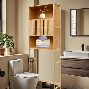 Wholesale Durable Modern Eco-Friendly Bamboo <b>Over</b>-<b>Toilet</b> <b>Storage</b> Cabinet with Customizable Size and Bathroom Shelf - Product Image 3