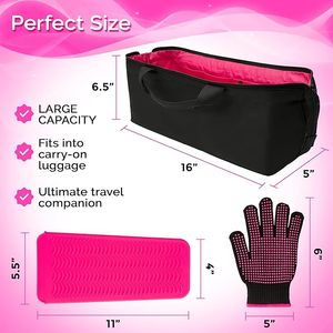 Bolsa de Viaje para Herramientas de Peinado Resistentes al Calor con Tapete de Silicona y Guante Resistente al Calor para Rizador y Plancha de Pelo - Product Image 5