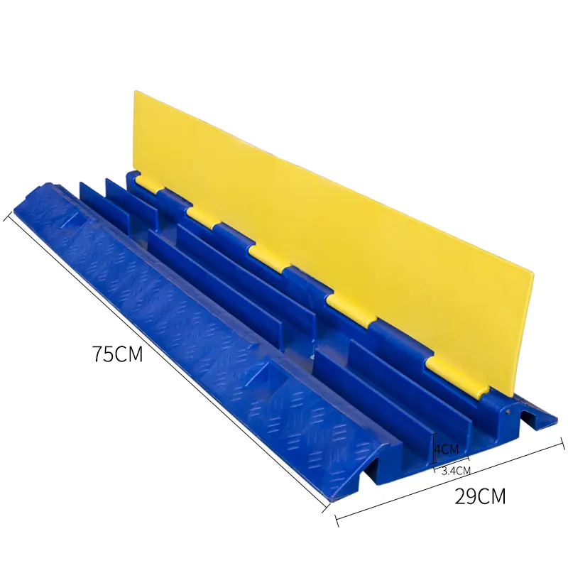 Blue Plastic 3 Channel Cable Protector Plastic Cover Floor Cable Cord Ramp Bridge Driveway Electrical Wire Protector
