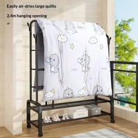 Barre de suspension double en métal légère, très vendue, avec étagères de rangement et roulettes pour chambre à coucher